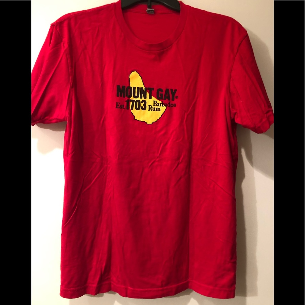 Men’s Mount Gay Rum t-shirt. 100% cotton. Red.Sz M